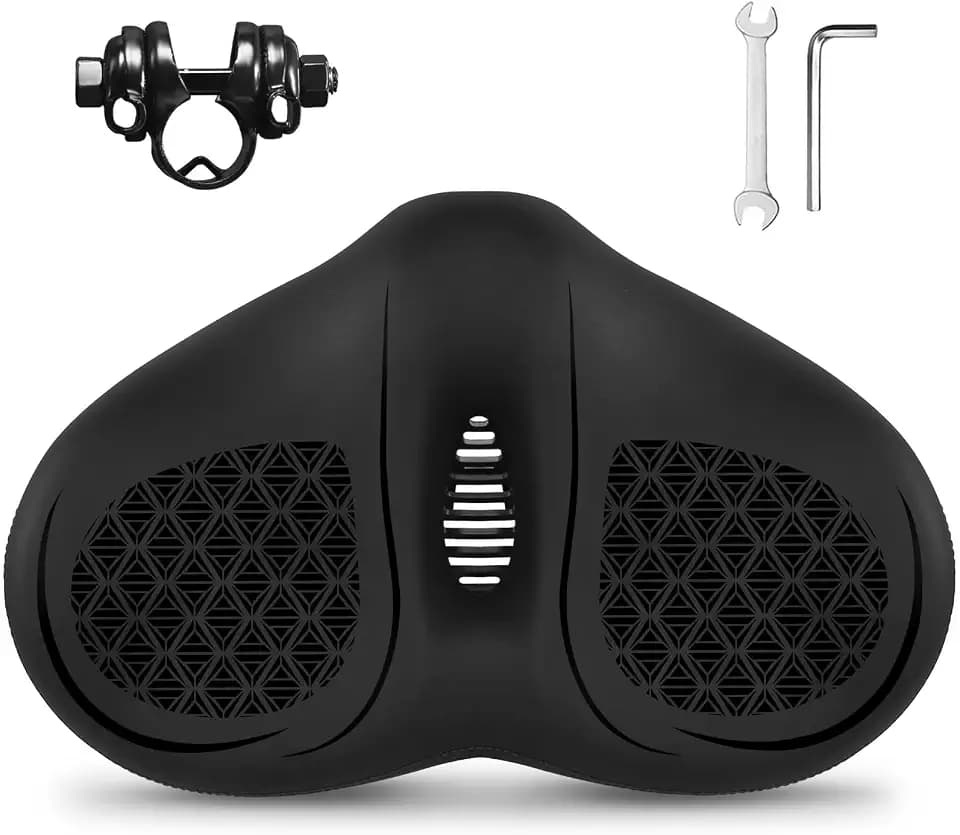 Übergroßer Fahrradsattel Herren Damen，Bequemer breiter mit weicher Schaumstoffpolsterung, ergonomischer noseless Fahrrad Sattel für Mountainbike, Citybike, Rennrad und Heimtrainer