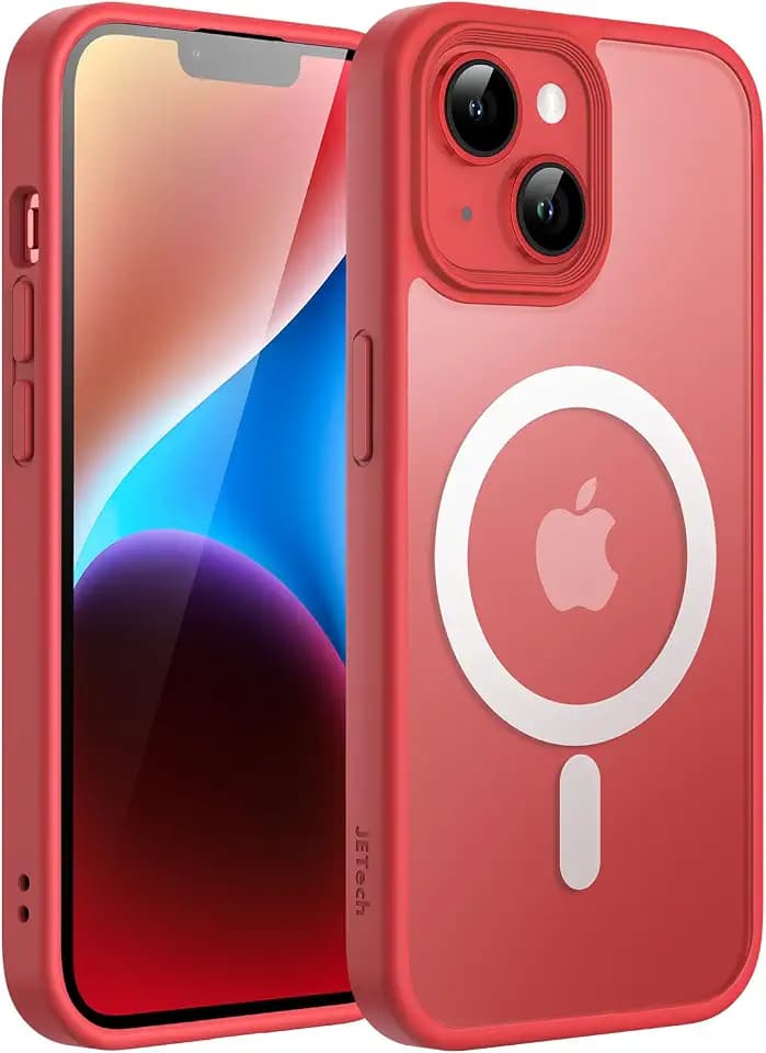 JETech Magnetic Matte Case for iPhone 14 Plus, Red