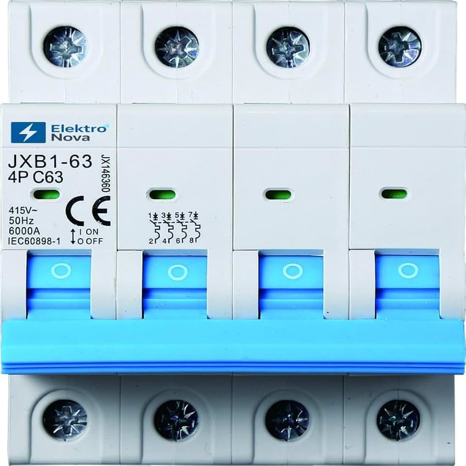 ELEKTRONOVA Leitungsschutzschalter 3-Phasen 4P 63A C63 6kA - 4 Module DIN - 380V