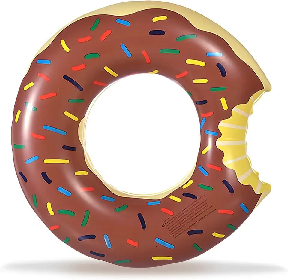 Aufblasbare Donut Schwimmring, Braun Rosa Schwimmring Donut Erwachsene Kinder, Schwimmdonut Pool Ring Aufblasbarer Schwimmreifen für Frauen Mann Mädchen Junge Pool Zubehör Strand Sommerpool Party