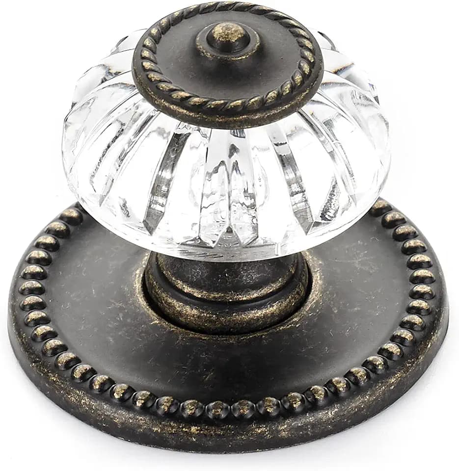 Richelieu | Montreuil 1 5/16-inch Clear and Burnished Brass Cabinet Knob