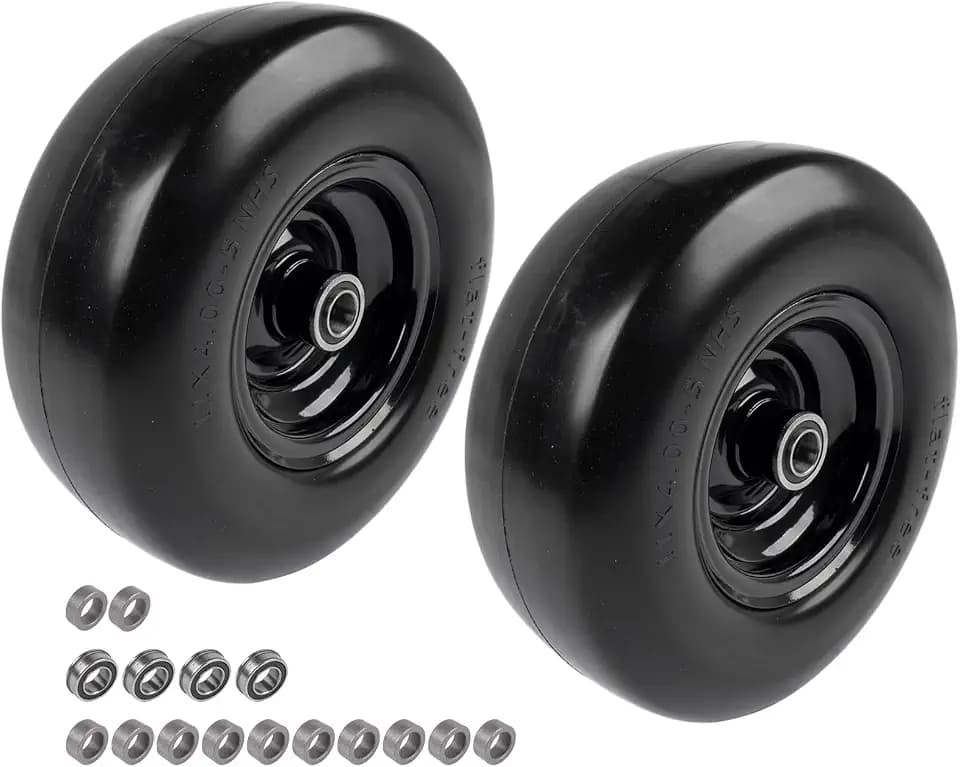 11x4.00-5 Heavy Duty Flat-Free Tire and Wheel Assembly, Zero Turn Mower, 570 lbs Load Capacity, Metal Construction, Universal Hub