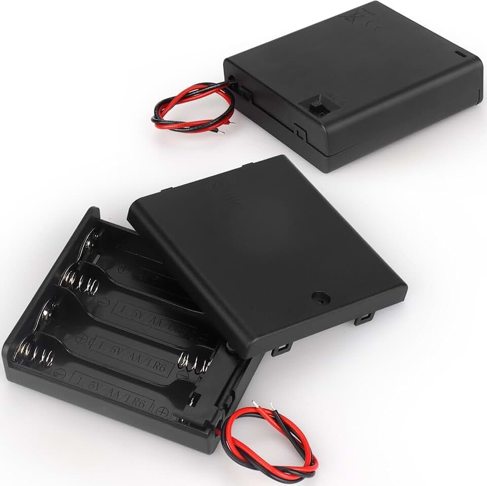VWEICYY 2 x 4 AA Battery Holder housing with Leads,2PCS 4 x 1.5V AA Battery Holder Case