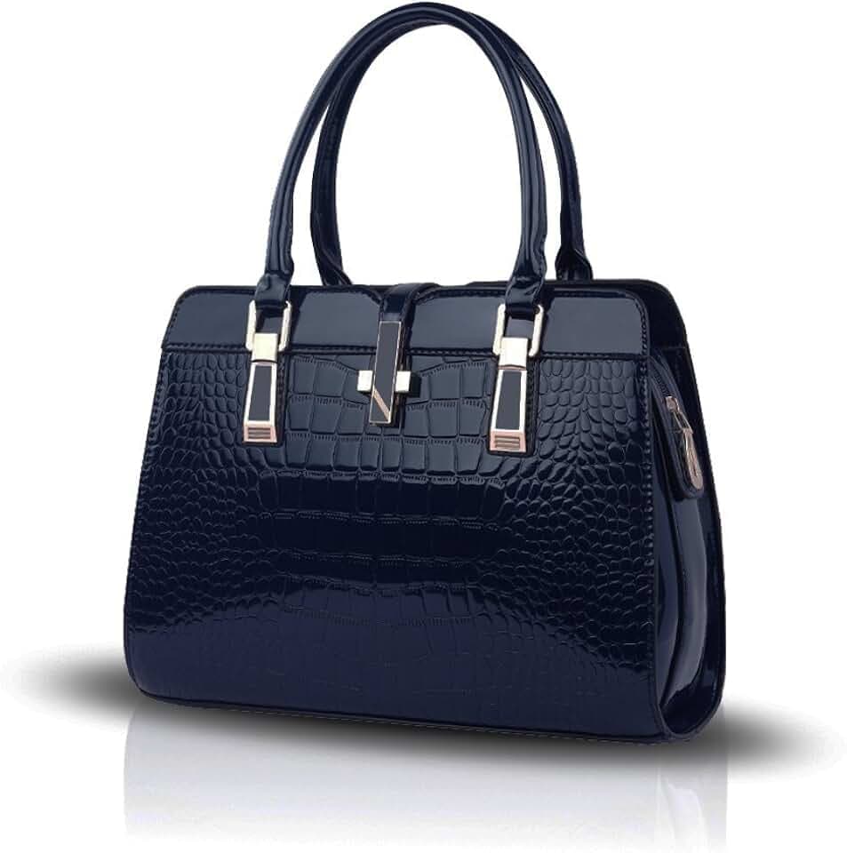Nicole&Doris Damen Handtaschen Neue Umhängetasche Lackleder Shell Schultertasche Henkeltaschen Tasche für Frauen Navy blau