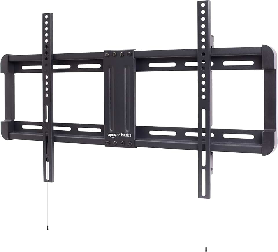 Amazon Basics Low Profile TV Wall Mount with Horizontal Post Installation Leveling for 37 to 86 inch TVs, Wood Studs Compatible, Black