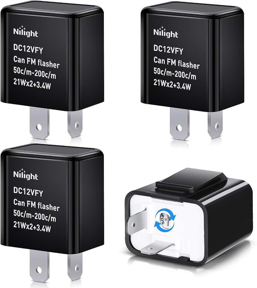 Nilight 4 Pack 2 Pin 12V Flasher Relay Adjustable for Turn Signal LED