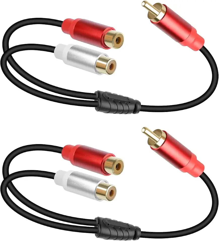 RCA Y Splitter, RCA 1 Male to 2 Female Audio Cable,for TVs,DVD/Blu-ray Players, Amplifiers,and Other Devices 0.3M（2Pack）
