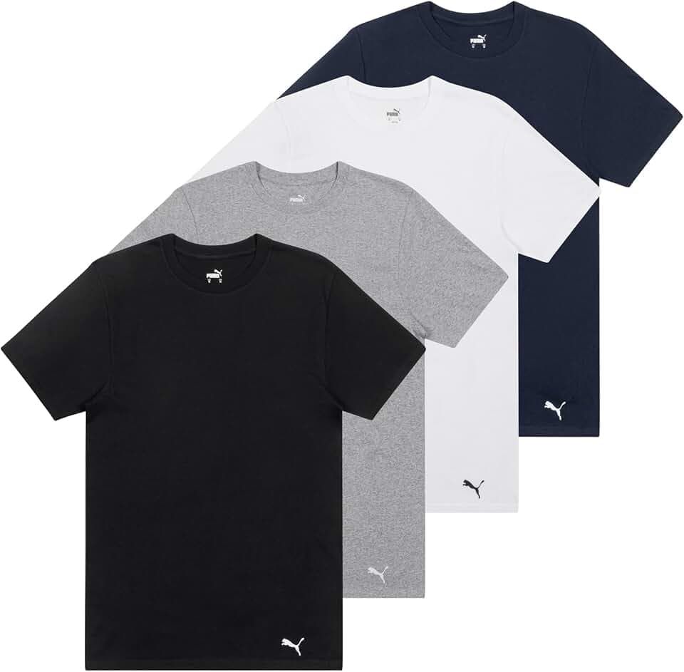 Puma Men's 4 Pack Cotton Crewneck Short Sleeve T-Shirt