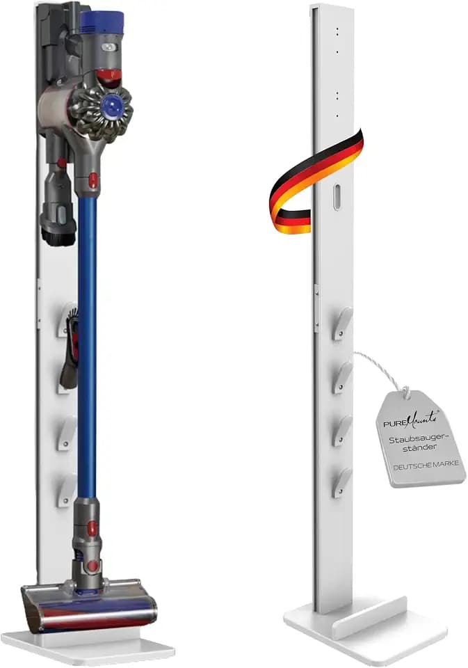 PureMounts, Staubsauger Standfuß Organizer kompatibel mit Dyson V6 Pro, V7, V8, Cyclone Fluffy, V10 Total Clean, Torque Drive und V11 Animal, V12 Slim, V15 Detect, Gen5, Weiß