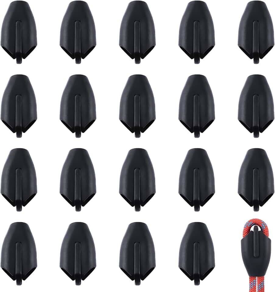 INCREWAY Wiederverwendbare Seilklemmen, verstellbare Verbindungsklemmen aus Kunststoff für die Organisation von geflochtenen Nylon-Seilen (Lochdurchmesser 16 mm), 20 Stück