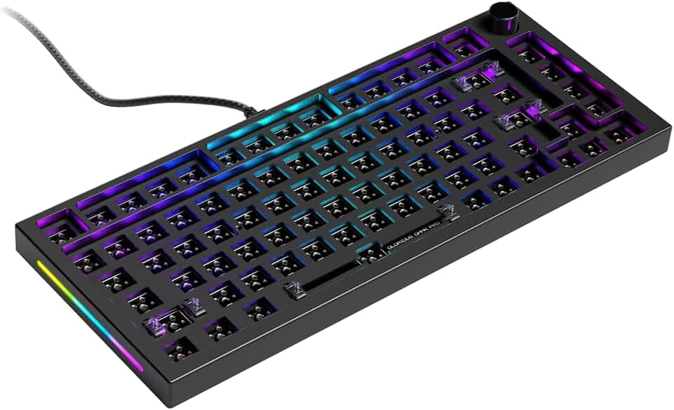 GLORIOUS Gaming GMMK PRO 75% Barebones Black (Frame Only) - Modular Mechanical Gaming Keyboard, TKL Size (75%), 3.3lb Frame, RGB, Fully Customisable, 5-Pin Switch Support