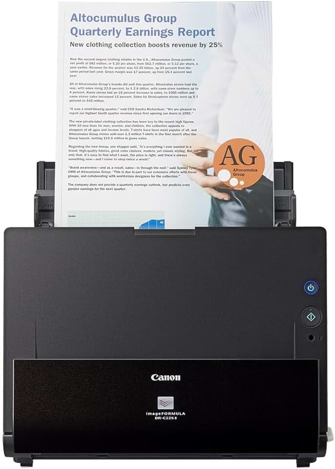 Canon DR-C225 II - imageFORMULA Dokumentenscanner (Duplex, Einzug, Farbe, 600dpi, 25 Seiten/Min, PDF OCR, kompakt, schwarz)