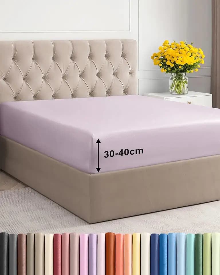 Spannbettlaken 200x200 - Mikrofaser 40cm (16") tief - Lavendel hell