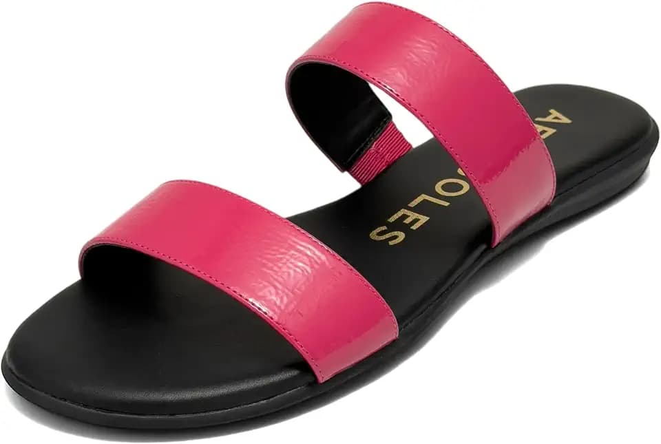 Aerosoles Women's CONCETTA Flat Slide Sandal, Magenta Crinkle Patent, 8.5M