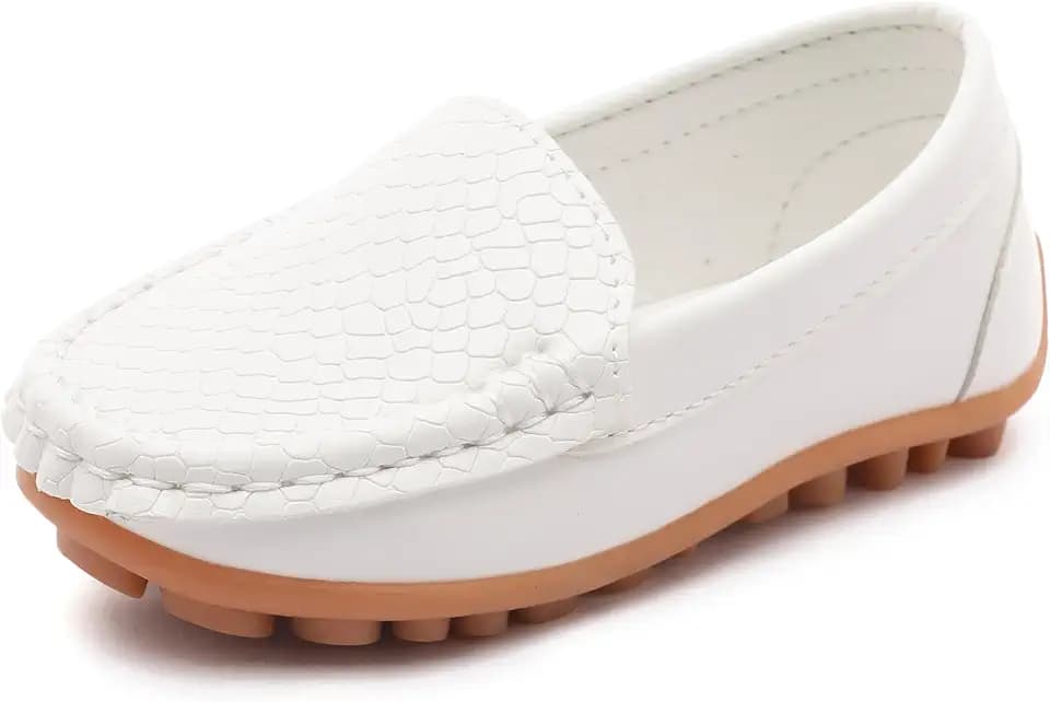 Boys Loafers PU Leather Slip-On Toddler Dress Shoes Non-Slip Sole Kids Moccasins for School Events and Daily Wear