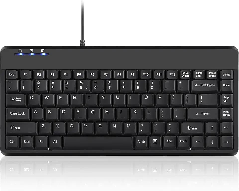 Perixx PERIBOARD-409U Wired USB Mini Keyboard, Black, US English Layout