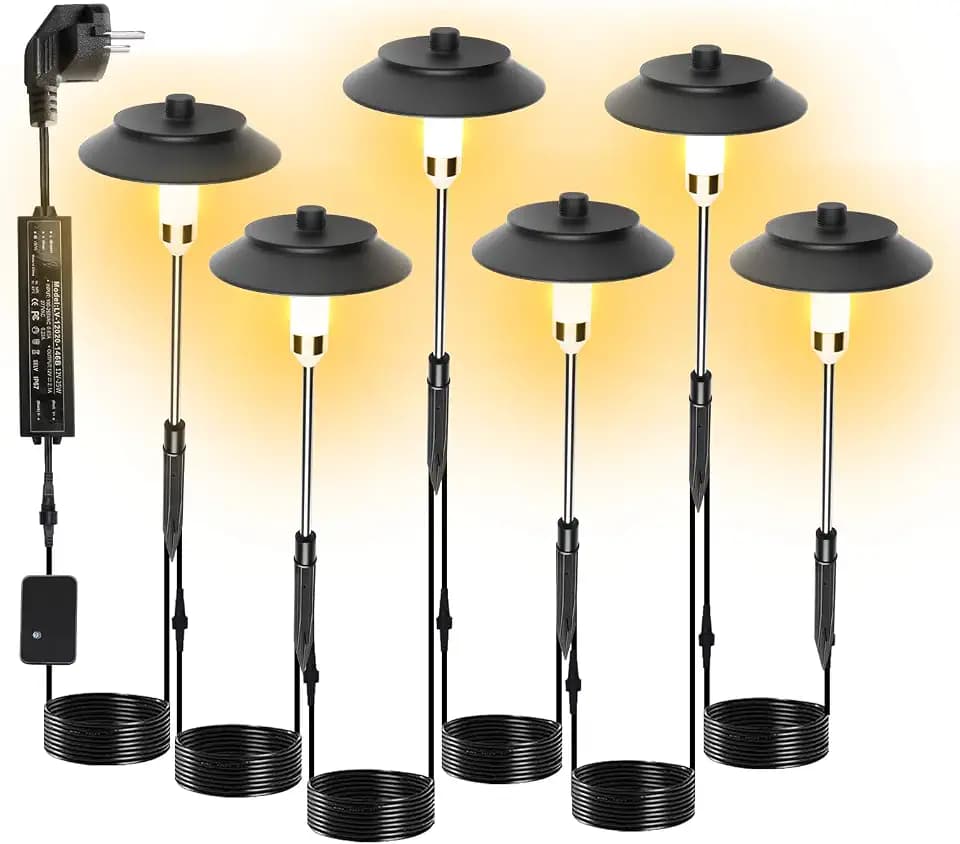 beek LED Gartenleuchten Set 6er, Warmweiß, Außenleuchten mit Erdspieß, Dämmerungssensor, Plug & Play, Wasserdicht Gartenstrahler für Garten, Weg, Terrasse, Landschaft