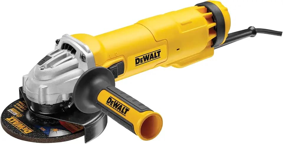 DeWalt Winkelschleifer (1.400 W, 125 mm Scheiben-ø, Leerlaufdrehzahl 11.500 min-1, für alle Standard-Trenn,- Schleif- und Schrupparbeiten, inkl. Schutzhaube, Zusatzhandgriff und Zubehör) DWE4237-QS