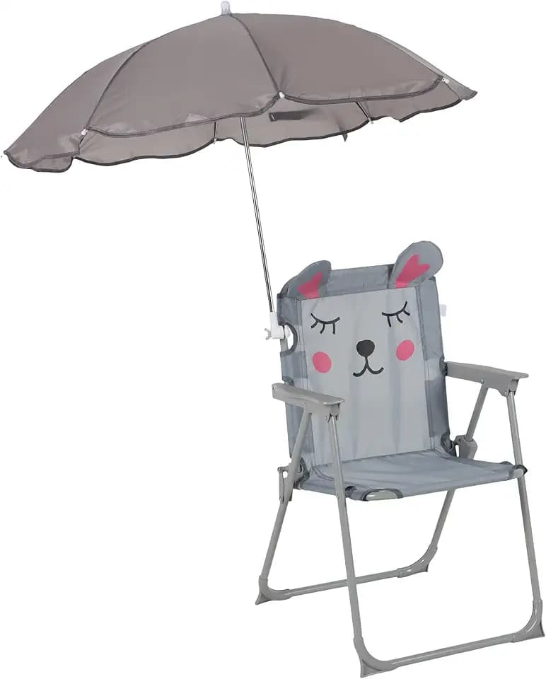 Relaxdays Kinder Klappstuhl, Campingstuhl mit Sonnenschirm, bunt