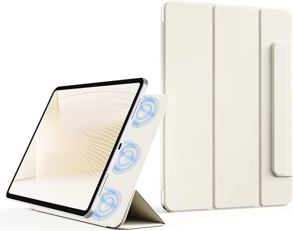 KVTVOU Hülle für iPad (A16) 11. Gen 2025, iPad 10. Gen 2022, Cremeweiß