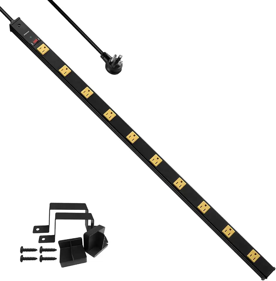 SURAIELEC 10 Outlet Long Power Strip, 1000 Joules Surge Protector