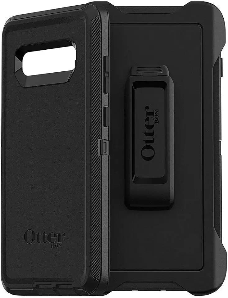 OtterBox Galaxy S10+ Defender Series Case - Black, Rugged & Durable, with Port Protection, Includes Holster Clip Kickstand