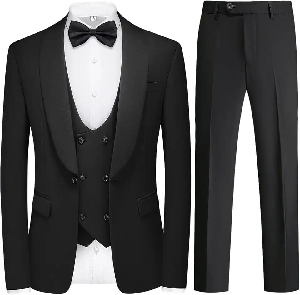 Men's 3 Piece Tuxedo Suit Shawl Lapel Formal Suit for Wedding Prom
