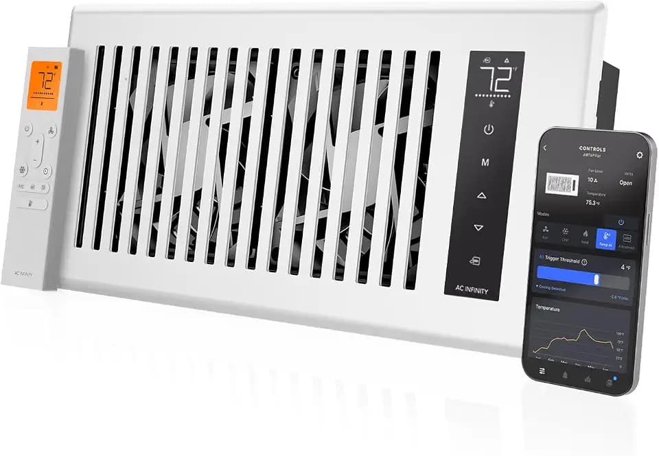 AC Infinity AIRTAP T4, White Register Booster Fan for 4”x10” Openings