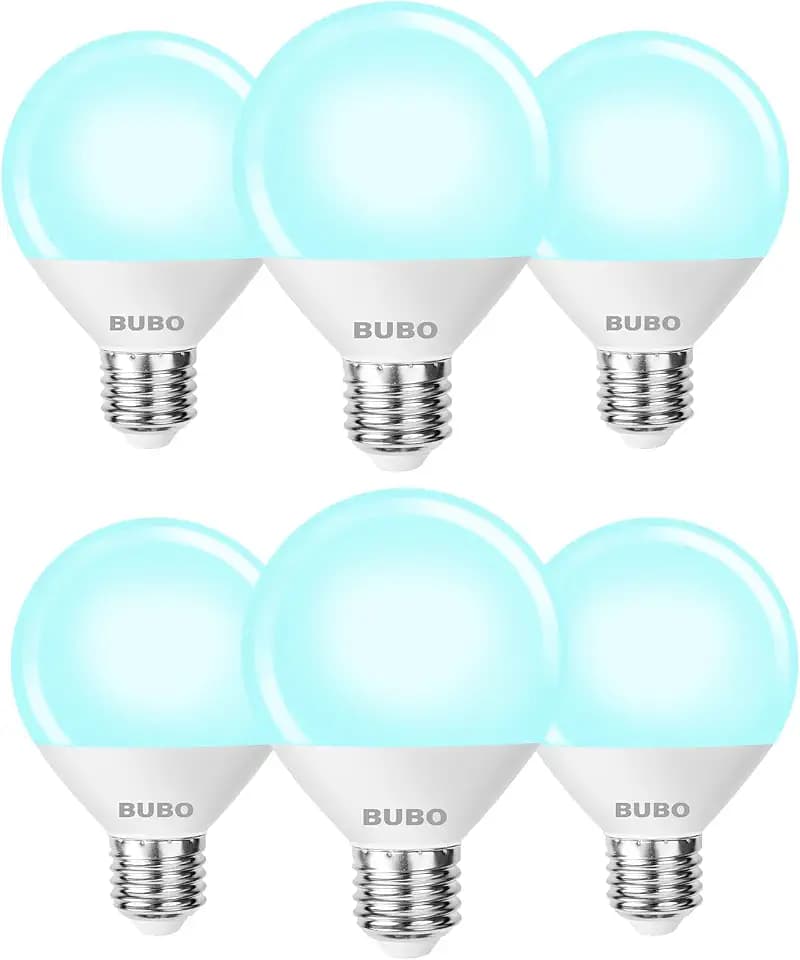 BUBO Vanity Light Bulbs 60 Watt Equivalent, Bathroom Light Bulbs Daylight White 5000K, Round Light Bulb, G25 LED Bulbs 800 Lumens, E26 Medium Base, 7W, Non-Dimmable, 6 Pack