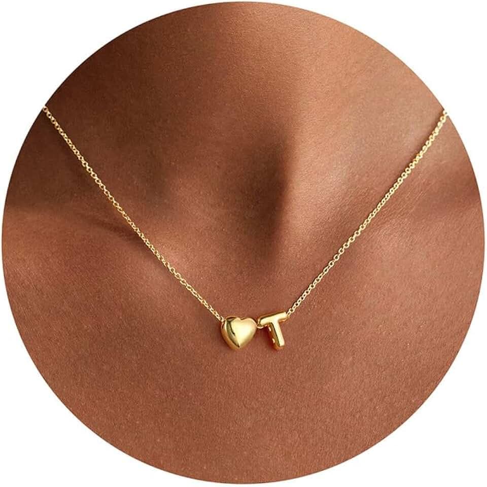 M MOOHAM Heart Initial Necklaces for Women Girls Gifts Letter A-Z Necklace