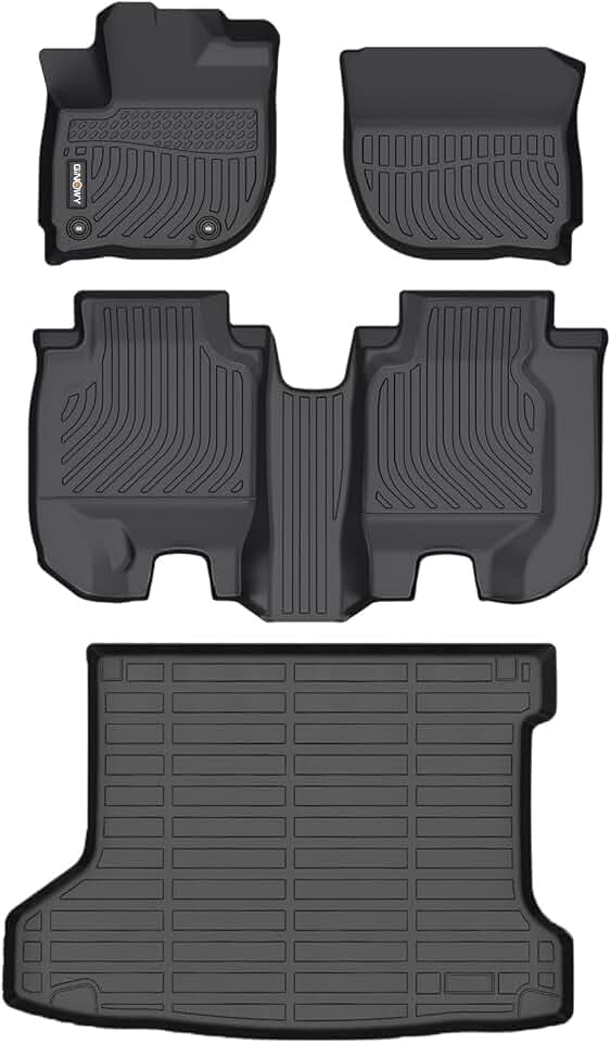 Floor Mats Cargo Liner Set for Honda HRV 2016-2022 FWD Models, TPE Rubber All Weather HR-V Car Mats Custom fit Anti-Slip Trunk Cargo Mat Waterproof HRV Mats Accessories Black