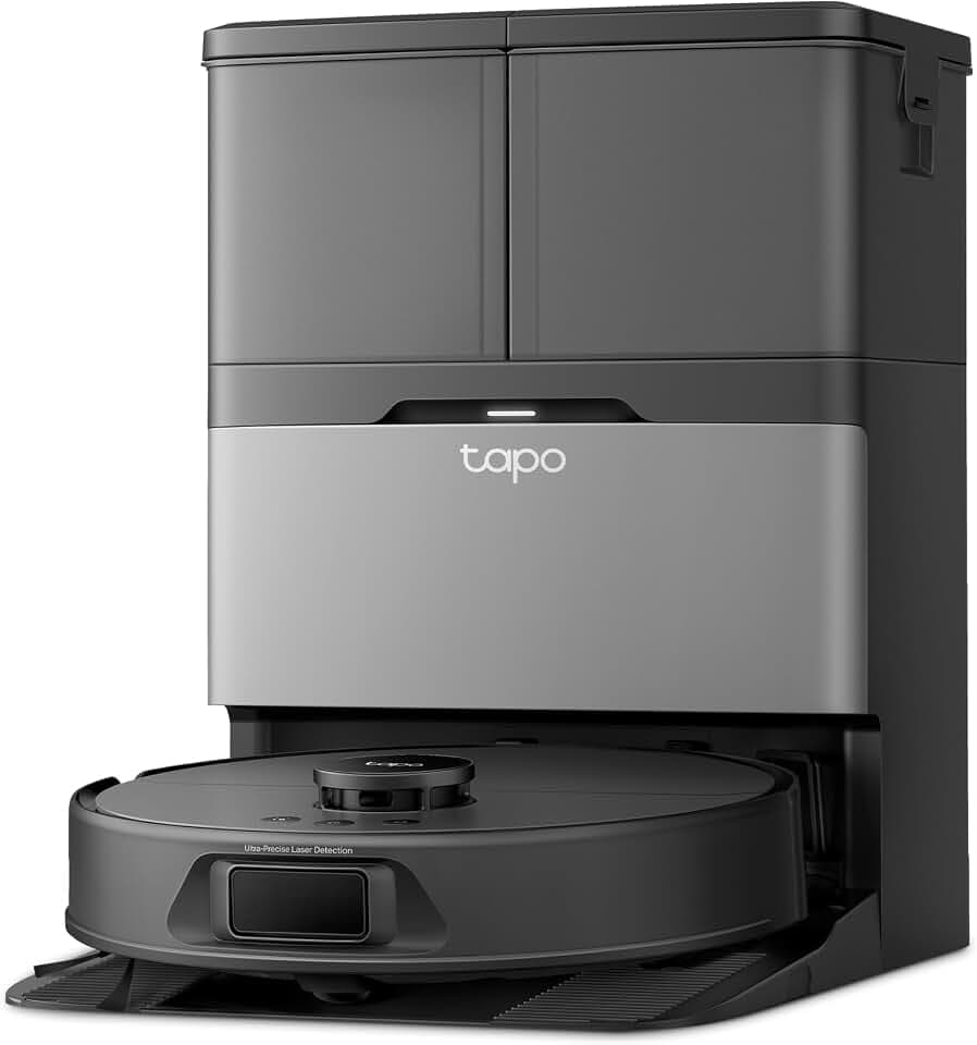 Tapo RV50 Pro Omni Saugroboter mit Wischfunktion, 15.000 Pa, Heißwasserwäsche bei 60 °C & Selbsttrocknung bei 50 °C, ausfahr- und Abnehmbarer Mopp, Anti-Tangle-System, All-in-One-Dock, Matter