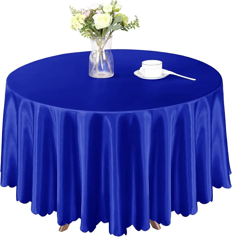 Homiest 84 Inch / 7ft Satin Round Tablecloth, Royal Blue Table Cover