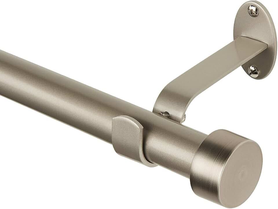 Serena Single Curtain Rod with Contemporary Cap Finial, Polished Nickel - 28"W x 48"L
