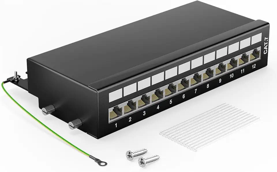 Geschirmtes 12 Port CAT7 Patchpanel Verteilerfeld, 10 Gbit/s