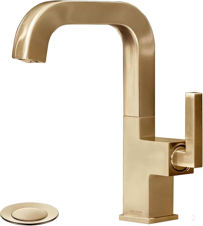 Lava Odoro Champagne Gold Bathroom Faucet Single Hole, Solid Brass Faucet