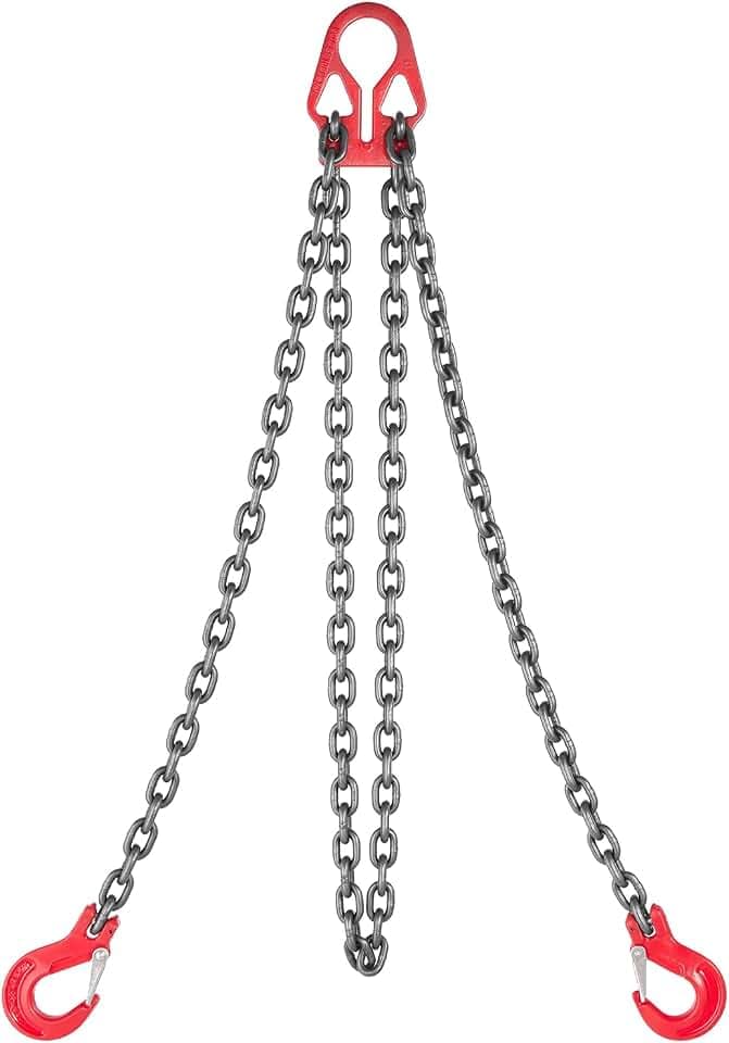 VEVOR Kettengehänge, 8 mm x 3 m Anschlagkette mit 2 Haken, Hebeschlinge aus G80-Stahllegierung, Krankette 3,17 T, Forstkette, Verstellbarer Motorkettenzug zum Abschleppen von Ladung
