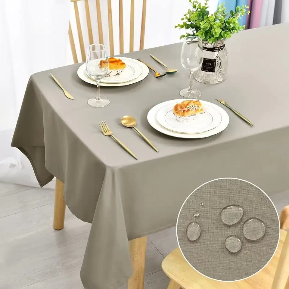 DWCN Taupe Tischdecke Fleckschutz Abwaschbar Wasserdich 140x200cm Waschbar