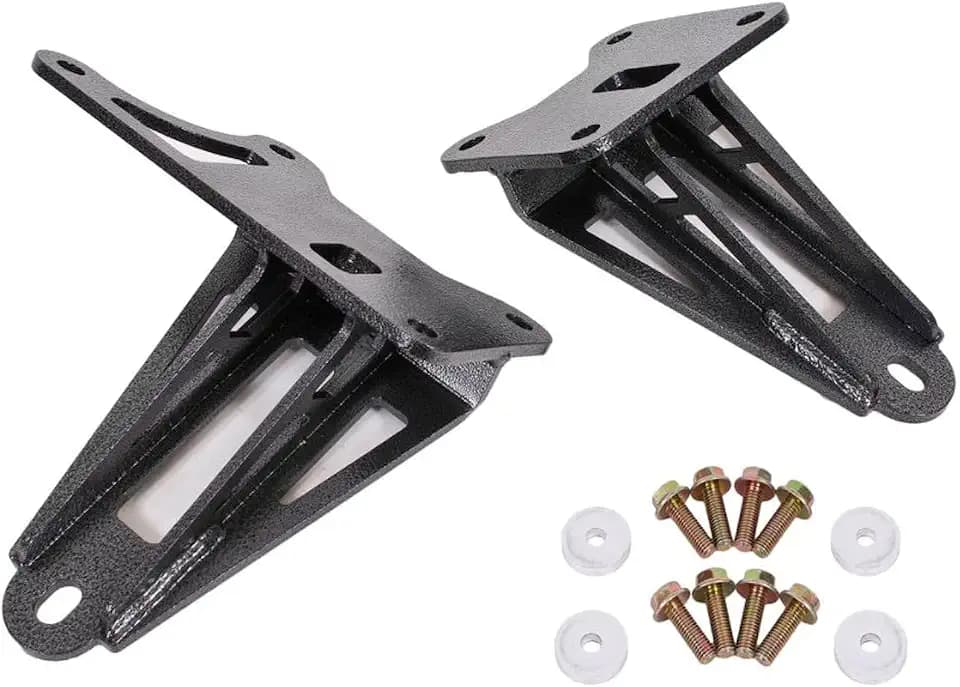 BMR SUSPENSION Motor Mount, Bolt-On, Bracket, Adjustable Height, Steel, Black Hammertone, Ford Mustang 2015-17, Kit
