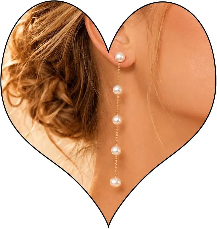 Sheplus Long Freshwater Pearl Dangle Earrings,Wedding Guest Bridal Gift