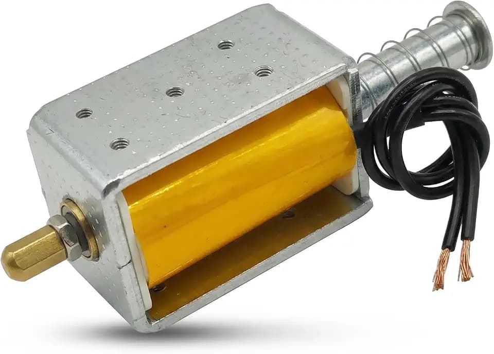 DC12V Push Pull Solenoid, Linear Solenoid Actuator 35mm Stroke, Electromagnet with Wire Leads for DIY Projects Automation