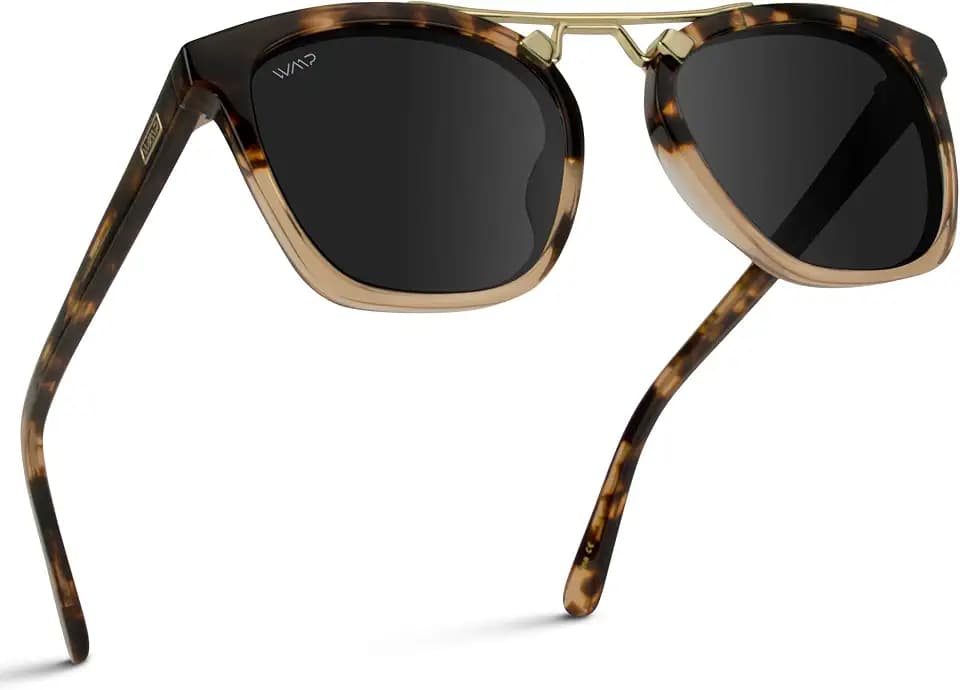 WearMe Pro WMP Eyewear – Übergroße polarisierte Damen-Sonnenbrille: Quadratischer Vintage-Stil mit Doppelsteg aus Metall