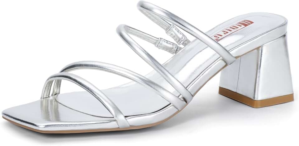 IDIFU IN2 Strappy Heels Chunky Block Low Short Square Open Toe Heels Dressy Comfortble Wedding Prom Dress Shoes for Women Mule Slip On Slide Heeled Sandals