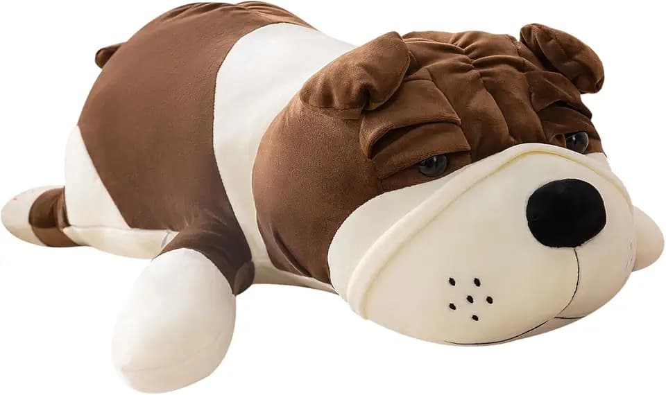 Soft Bulldog Plush Toy,Lying Bulldog Stuffed Animal Dogs Brown 31 Inch
