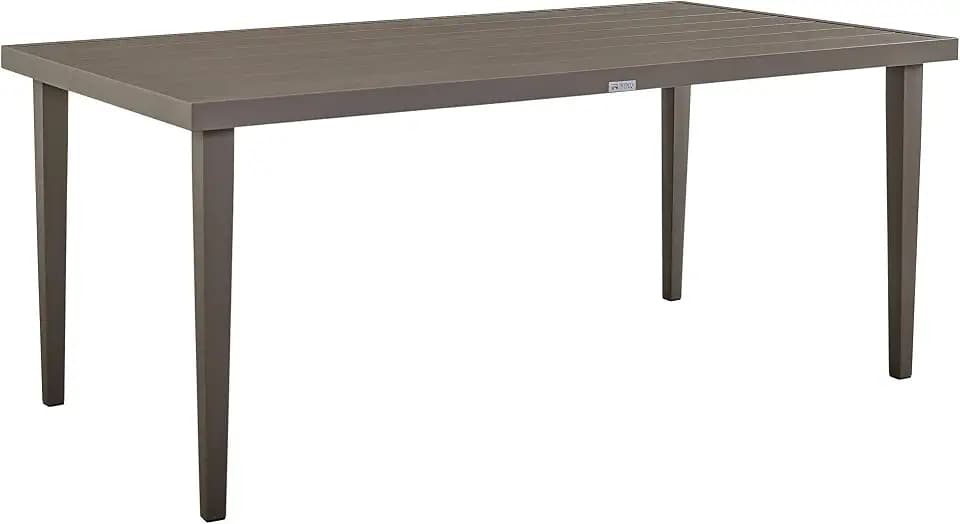 Armen Living Silvana Outdoor Aluminum Gray Rectangle Dining Table