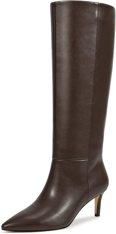 wetkiss Knee High Boots - Pointed Toe & Kitten Heel & Side Full Zipper