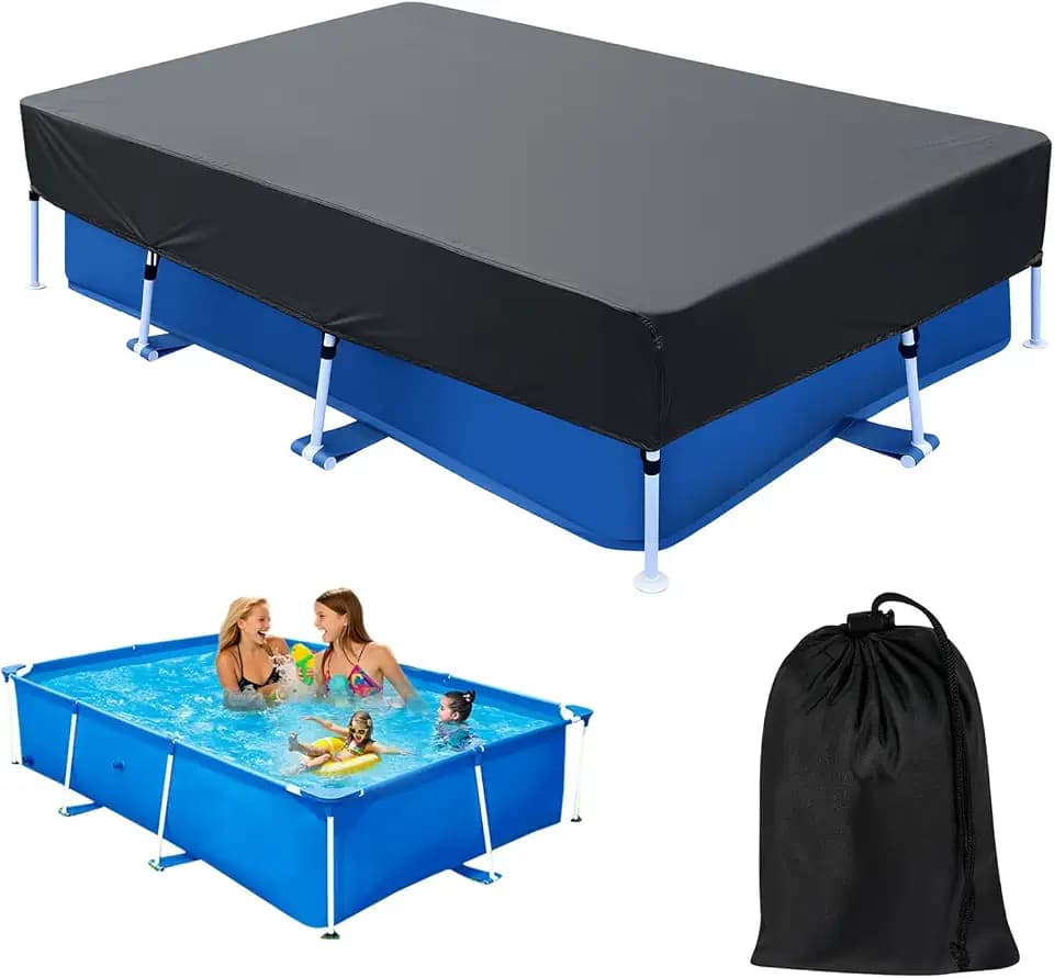 102 x 67 in Rectangle Pool Cover 8x5 for Above Ground Pool Covers Drawstring Design for 8 ft Rectangular Frame Pools 8.5 x 5.6 ft Rectangle Winter Pool Cover Ideal for Heater Above-Ground Pool
