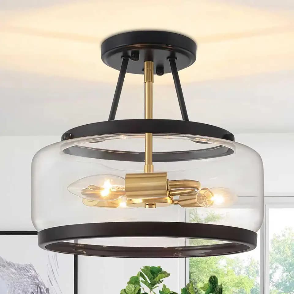 11.81" Modern Close to Ceiling Light Fixtures Glass Entryway Light Fixture