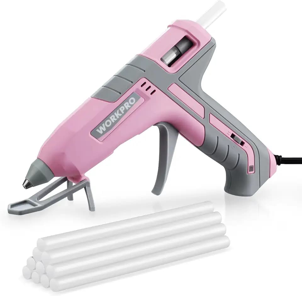 WORKPRO Heißklebepistole, 60/100 W, Rosa & Grau