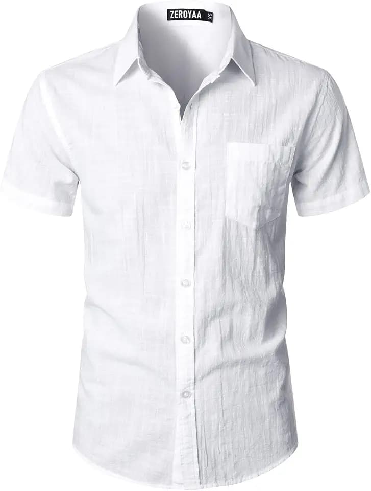 ZEROYAA Men's Lightweight Cotton Casual Button Up Shirts